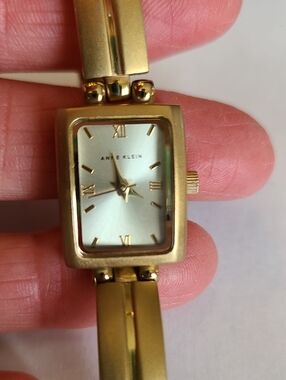 Petite Anne Klein Gold Tone Rectangular Bracelet Watch